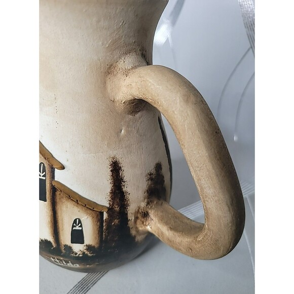 Hilda Artisan Ceramic Stoneware‎ Serveware Pitcher Religious Church Landscape - Picture 9 of 15